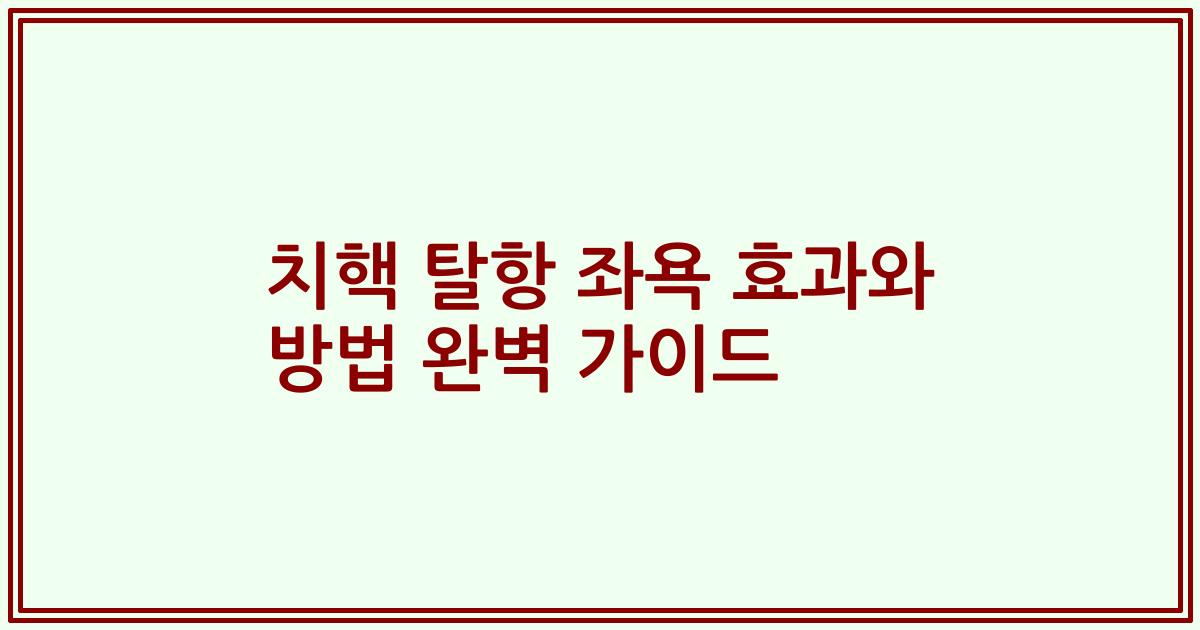 치핵 탈항 좌욕 효과와 방법 완벽 가이드