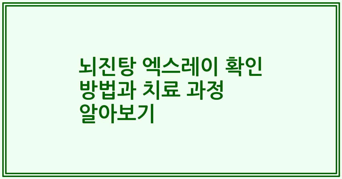 뇌진탕 엑스레이 확인 방법과 치료 과정 알아보기