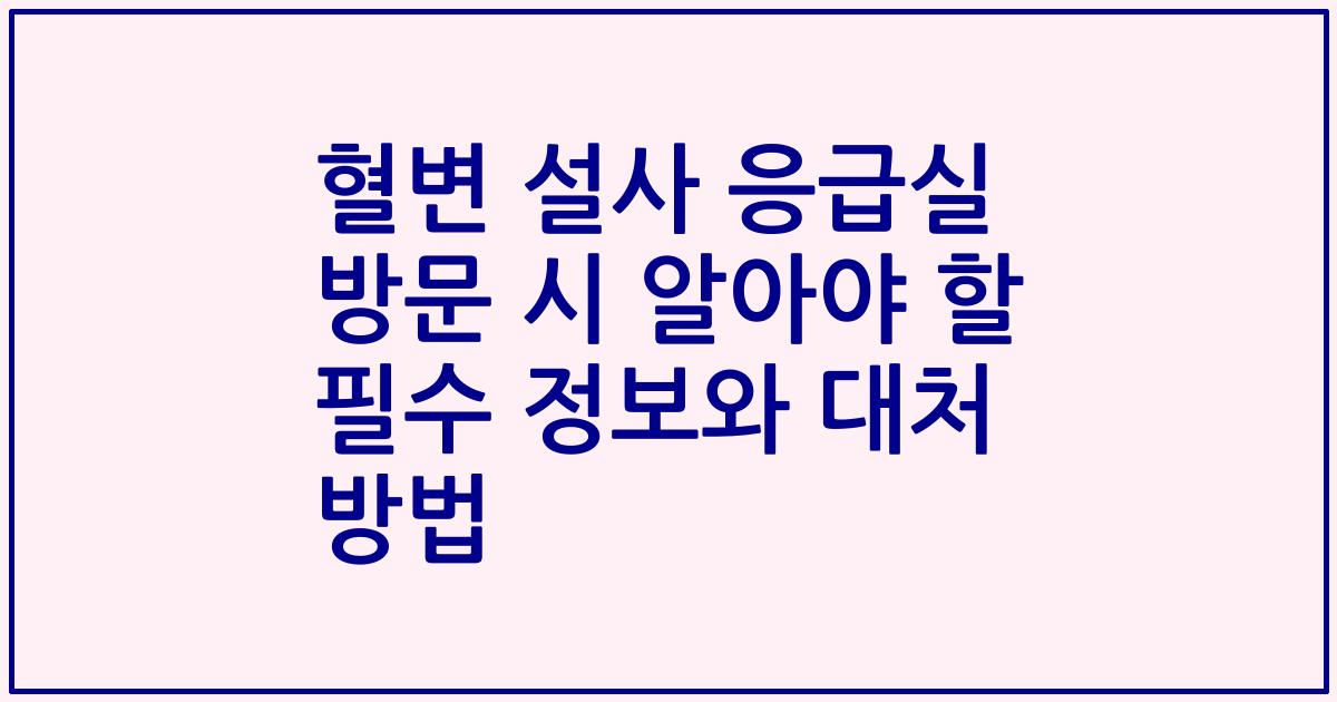혈변 설사 응급실 방문 시 알아야 할 필수 정보와 대처 방법