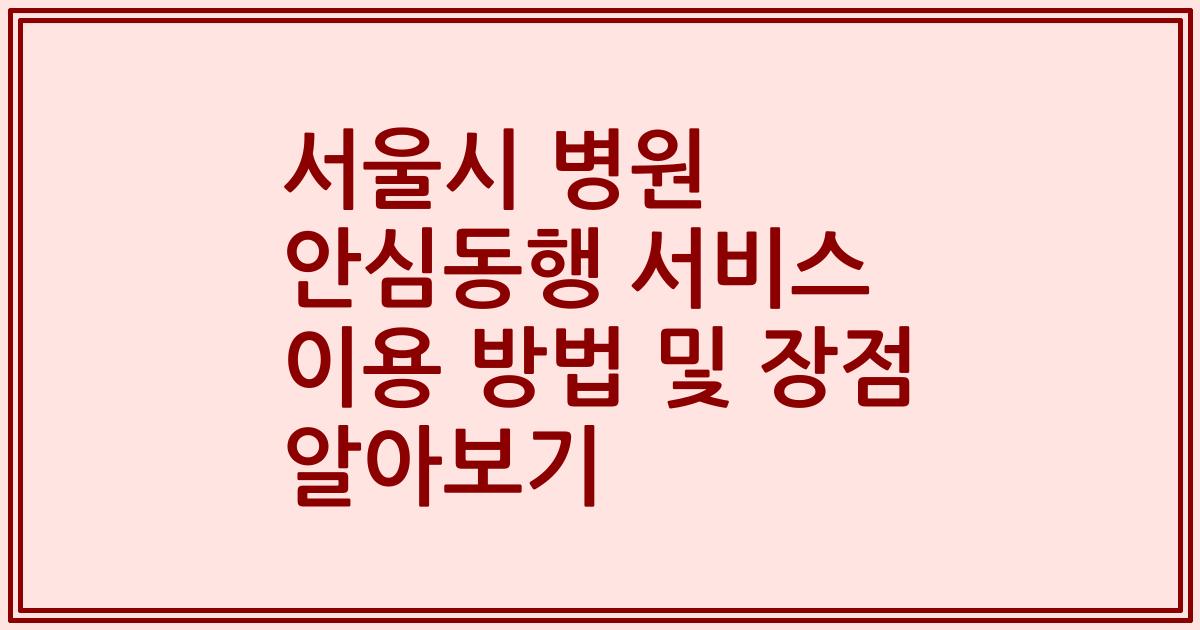 서울시 병원 안심동행 서비스 이용 방법 및 장점 알아보기