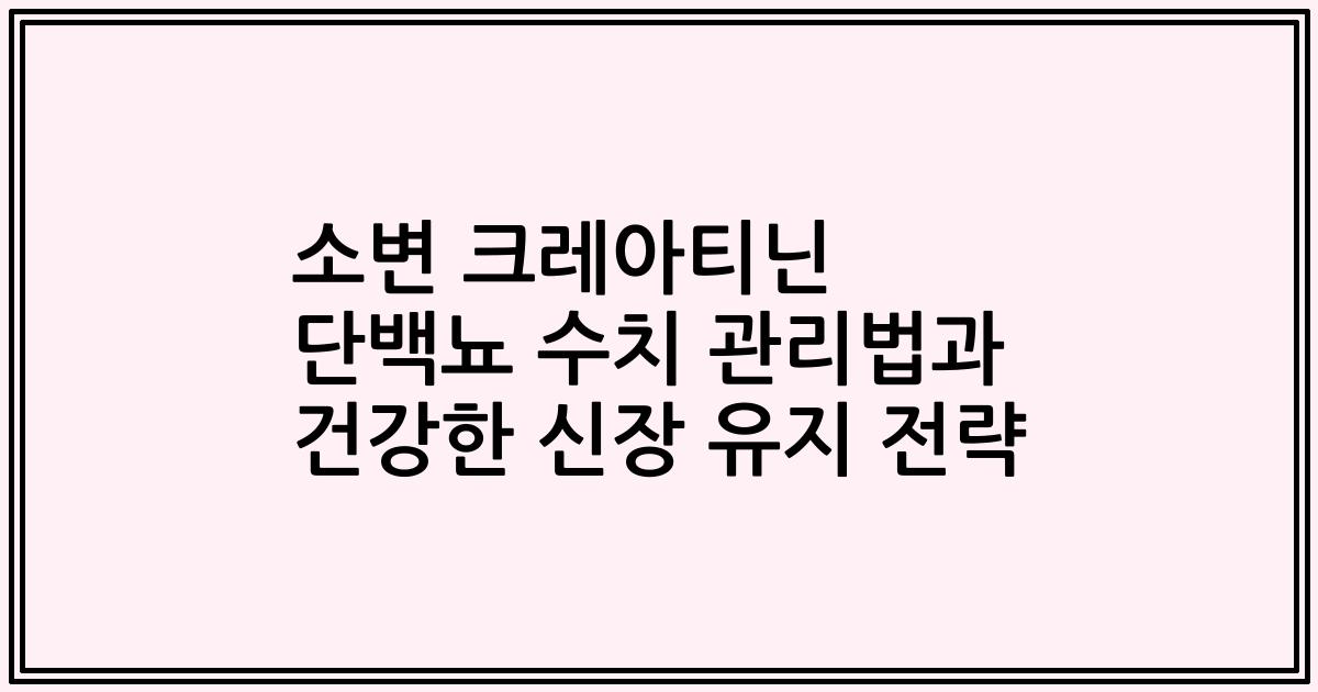 소변 크레아티닌 단백뇨 수치 관리법과 건강한 신장 유지 전략