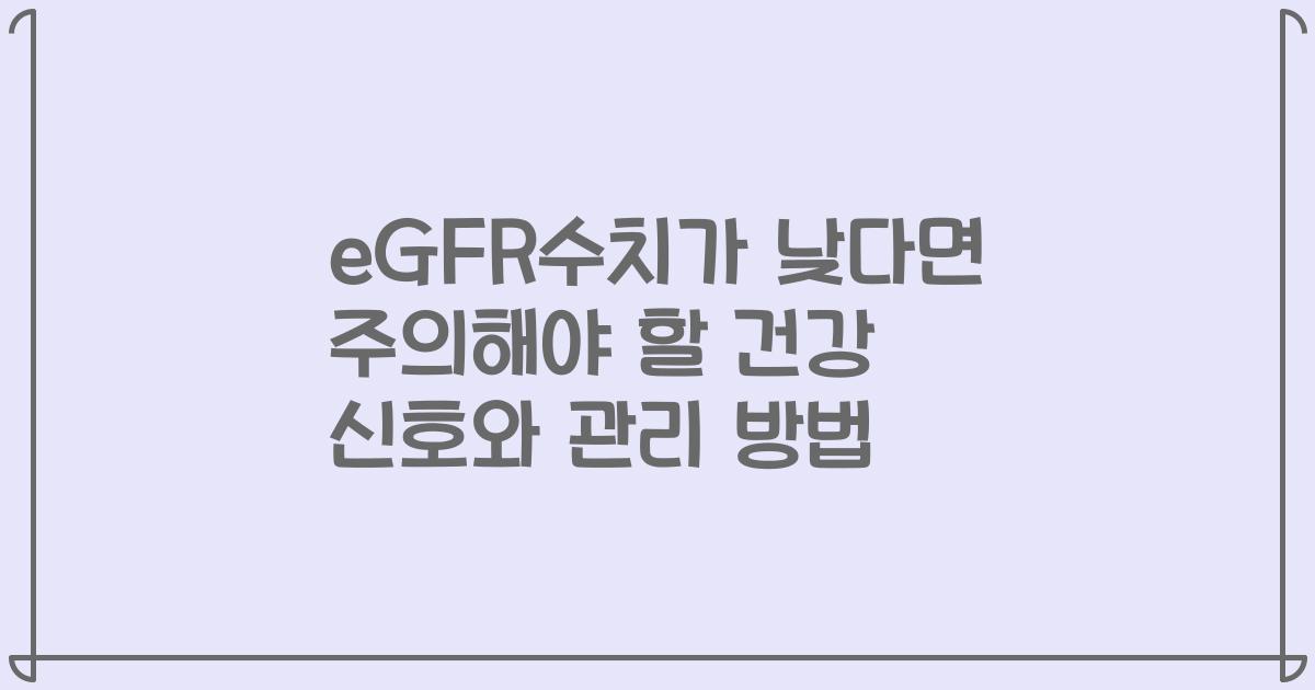 eGFR수치가 낮다면 주의해야 할 건강 신호와 관리 방법